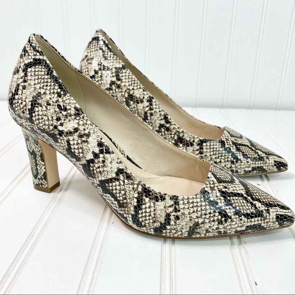 Cole Haan Women's Snake Print Pointed Toe Pumps - Cream, Black, Brown